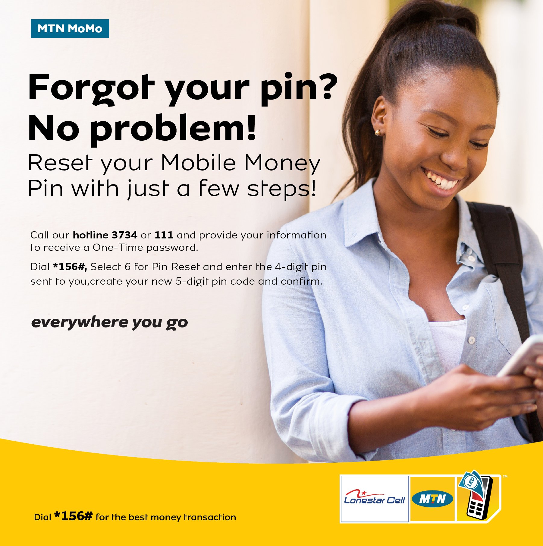 Lonestar Cell Mtn On Twitter Forgot Your Mobile Money Pin You Can Easily Reset It With Just A Few Steps Dial 156 To Get Started