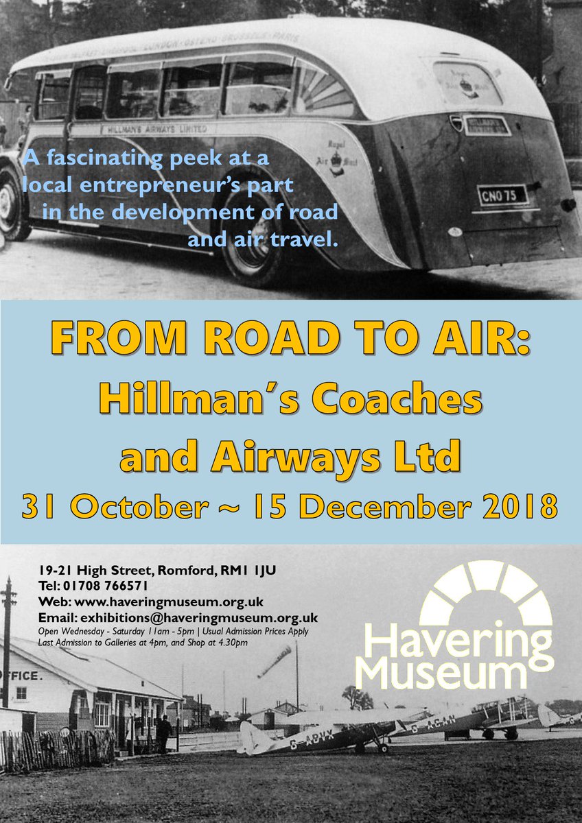 haveringmuseum's tweet photo. Coming Soon!

#newexhibition #localhistory #havering #hillmans #roadtoair #coaches #airplane #travelcompany #travel #haveringmuseum #romford #hornchurch #upminster #rainham #haveringattebower #WhatsOn #essex 

https://t.co/K3MXLc6jJj https://t.co/4kBXzRNWg2