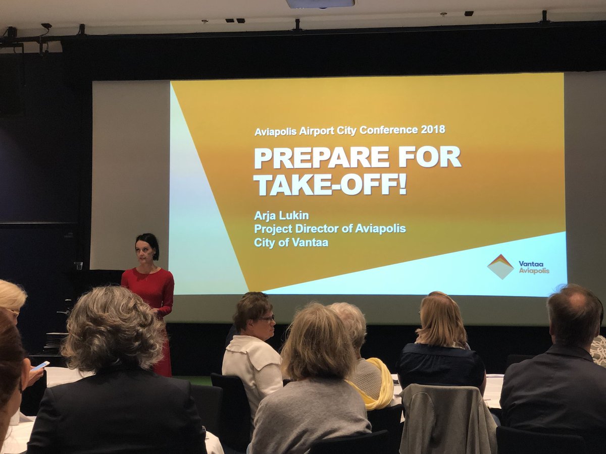 HerrOlsson's tweet photo. Arja Lukin from @AviapolisCity on stage to kick off todays conference on the city of the future #Helsinki #Finavia #finnair #vanta #business #Residential #urbanblocks https://t.co/2sxJioHsDv