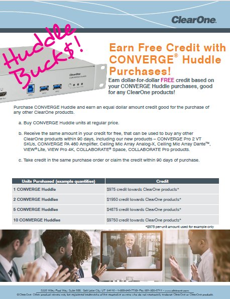 Clearone On Twitter Check Out Our Huddle Bucks Promotion For