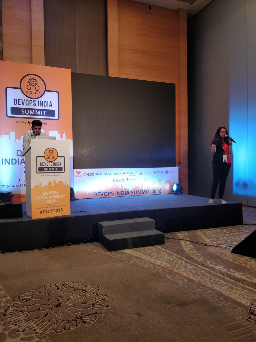 crevisetech's tweet photo. Joined by @pravin_magdum on stage now. Our VP - Delivery will be giving a demo presentation on #Gitlab CI !! #DOIS2018 #DevOps https://t.co/GigqiUjlvL