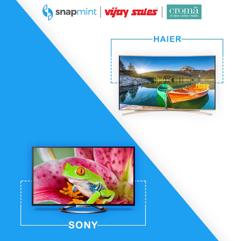 SnapmintEmi's tweet photo. With TVs getting slimmer and smarter by the day, how do you decide which TV to buy- Haier or Sony? Know more: https://t.co/xZnII8Va5C
#ThisOrThat #Snapmint #VijaySales #Croma #Haier #Sony #EMIwithoutCreditCard #ShopWithoutCreditCard https://t.co/CAORiLED8j