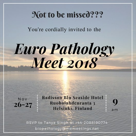FoodWebinar20's tweet photo. Euro Pathology Meet is coming to #Finland !!!
#EuroPath2018 is the Finland version of the most spectacular pathology event in the world; the European #pathology and Infectious #disease #conference #November 26-27, 2018 Helsinki, Finland
Not to be missed-- https://t.co/rQcSHQO4Xj https://t.co/NKz1QppbG4