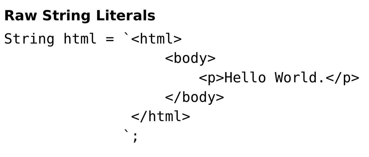 Devoxx's tweet image. Raw string literals will arrive in JDK 12 @ openjdk.java.net/jeps/326 #Java