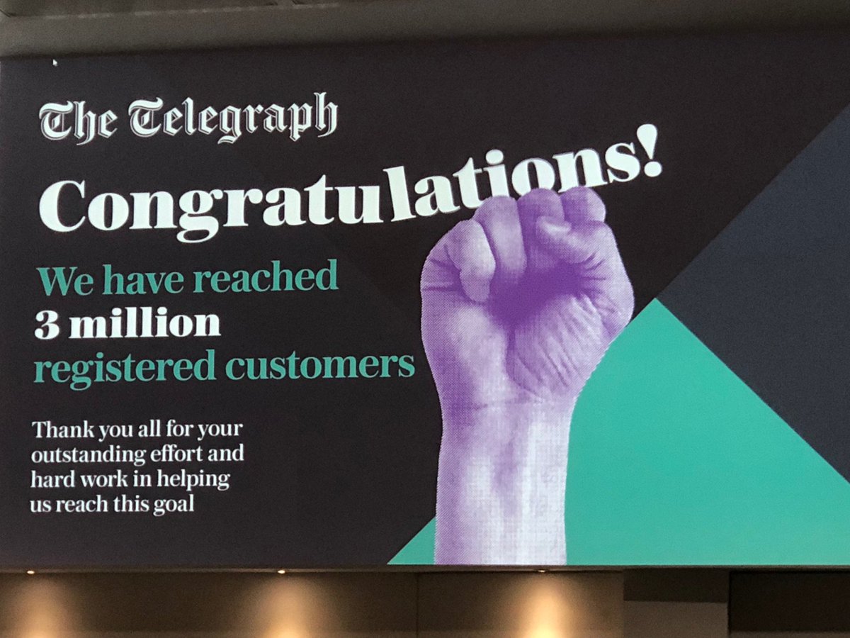 In line with our vision <a href="/Telegraph/">The Telegraph</a> today we hit our 2018 target of 3 million registrations, 4 months ahead of schedule! 

We owe this incredible milestone to our continuously outstanding journalism and the hard work and dedication of everybody here. A truly fantastic achievement.