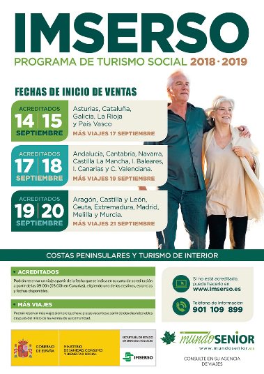 sexo Compositor Integral Club Mundosenior on Twitter: "El 14 de septiembre comienza la venta del  Programa de Turismo Social del IMSERSO con destino a la costa peninsular,  así como viajes de Turismo de Interior: Circuitos