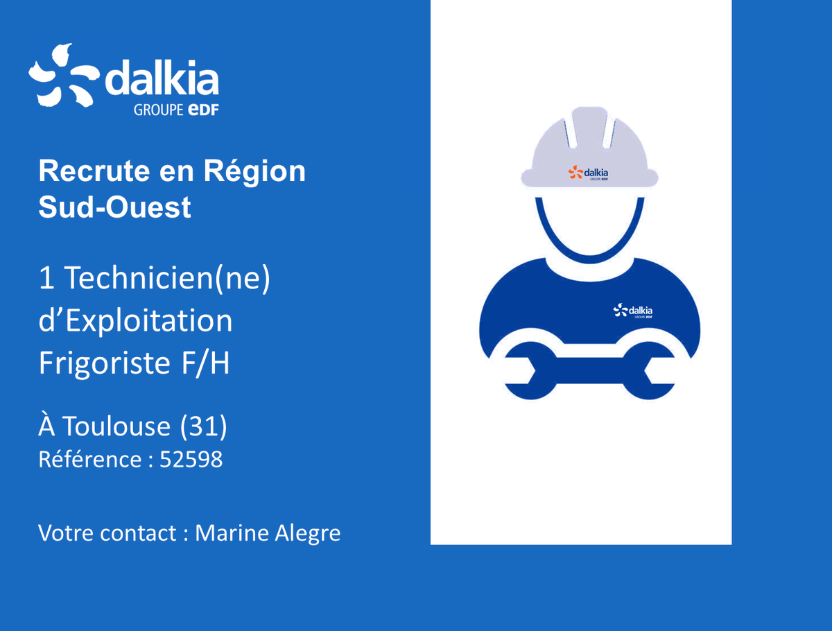 Dalkia On Twitter Emploi Vous Etes Rigoureux Se Et Dynamique Issu E D Une Formation En Froid Et Climatisation Postulez Chez Dalkia Nous Recherchons Un E Technicien Ne D Exploitation Frigoriste A Toulouse Pour Plus