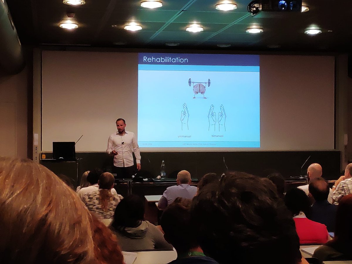 NCMLabETH's tweet photo. Great talk from Felix Thomas at the #HBTConference on a new bimanual homebased rehab device called ARCO! https://t.co/R9PBgRGGdl
