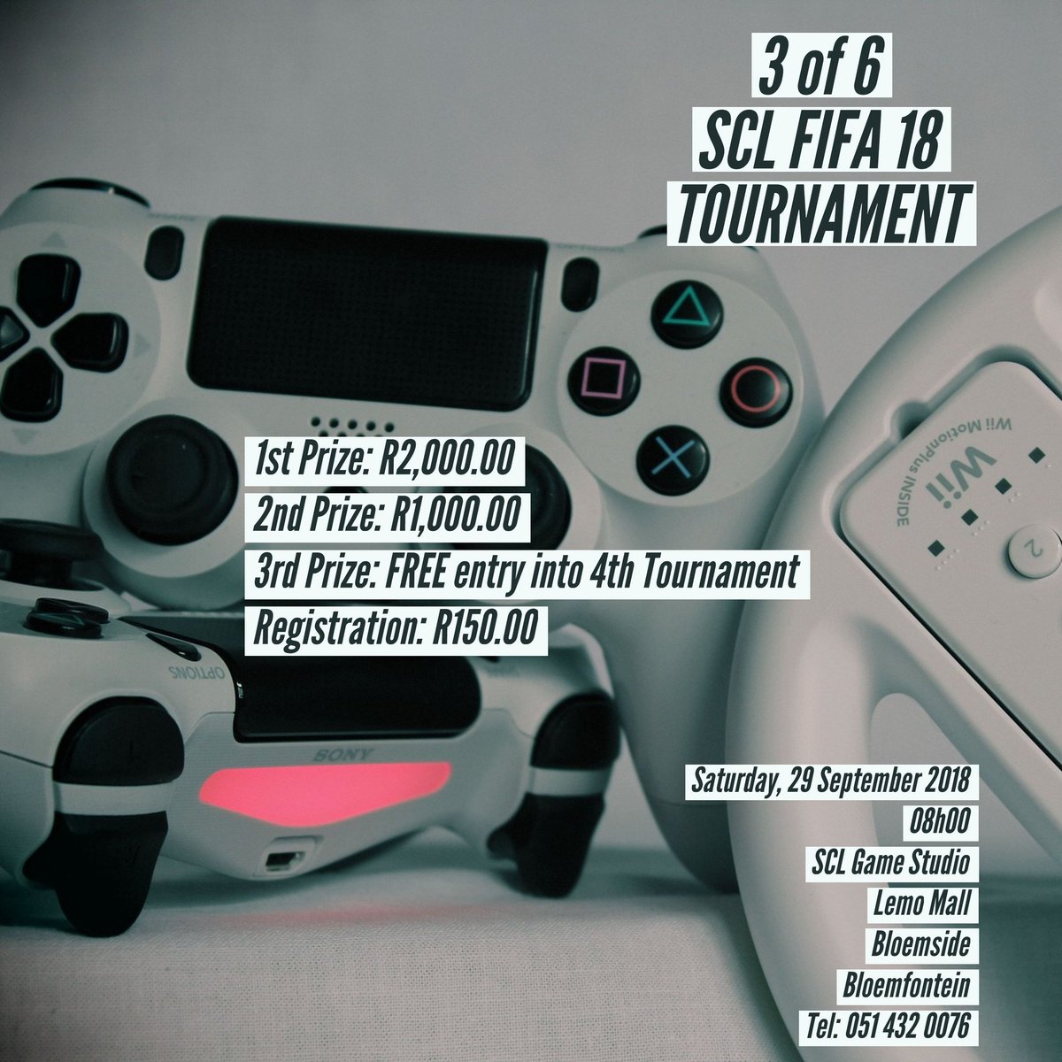 SCLGameStudio's tweet photo. Registrations are open gamers!! Make sure you register at our studio ๐ #fridays #fridayfeeling #fridaymood #friday #friyayvibes #friyay #fifa18 #fifa18tournament #esports #fifa #gamingislife #photooftheday #photography #gamergirls #gaming #sclgamestudio #Bloemfontein #lemomall https://t.co/8KeoshQFAz