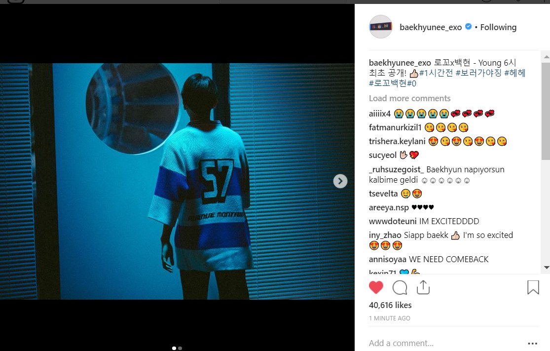 baekfiring's tweet photo. 180831 BAEKHYUN INSTA UPDATE
"LocoXBaekhyun - Young 6PM first release! 👍🏻#1HourBefore #IHaveToGoAndWatchToo #hehe #LocoBaekhyun #0"
#EXO @weareoneEXO https://t.co/XC2kiD3nj1