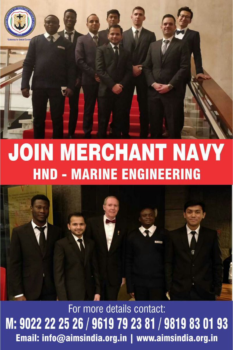 Aimsmaritim's tweet photo. Join @Aimsmaritim 
HND Marine Engineering 
1st year in AIMS,India &amp;
2nd year in STC,UK
Follow: https://t.co/WrT7fSoQsb
#Mariners #IndianNavy #merchantnavy #follow4follow #like4likes #MerchantSquad #AIMS #CaptainMarvel #Navy #HND #HigherNationalDiploma https://t.co/VlMtxGjEth