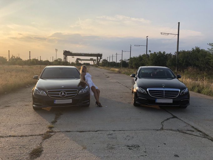 Ready ✅ Set...☑️ GO! 🏁🏎️  The left Mercedes won!   As you can see, the car got a special prize. 😉♨️  Get<a href="/tag/tittytuesday"class="tags"><span>#tittytuesday</span></a>