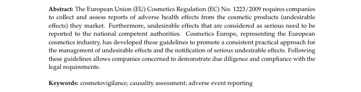👍Review by Dr Renner et al @CosmeticsEur on #Cosmetovigilance = postmarketing surveillance of #cosmetics|In #EU, procedures are in place 4 collection, evaluation & monitoring reports of side effects observed during/after normal use of cosmetics|#CosmeticScience #CosmeticsSafety