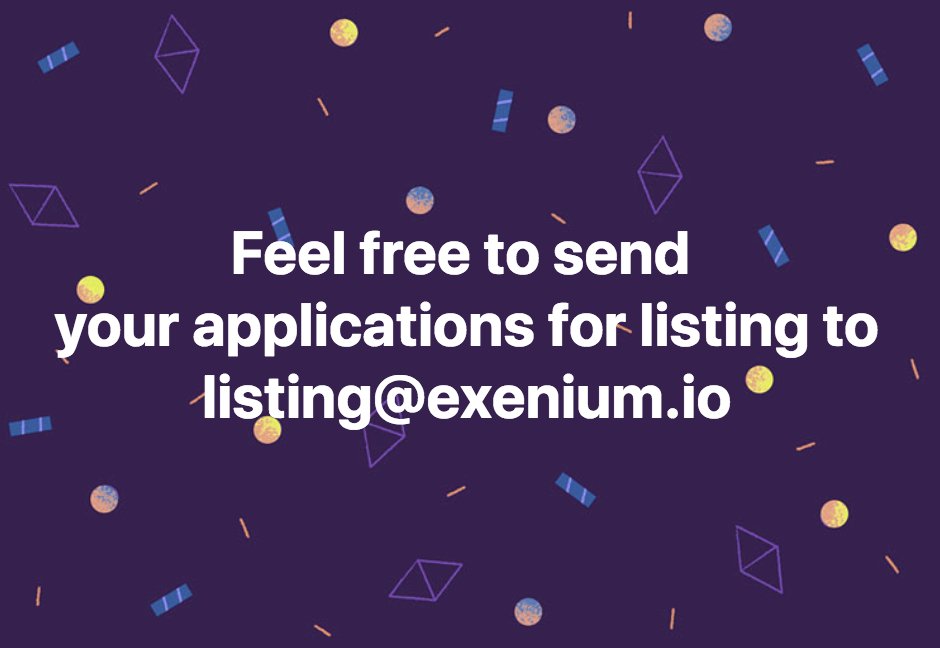 ExeniumExchange's tweet photo. Feel free to send your applications for listing to listing@exenium.io 
and visit our main page (upgraded): https://t.co/vkCVeSREha
#EXENIUM #cryptoexchange #listing https://t.co/TerbCd8ec9