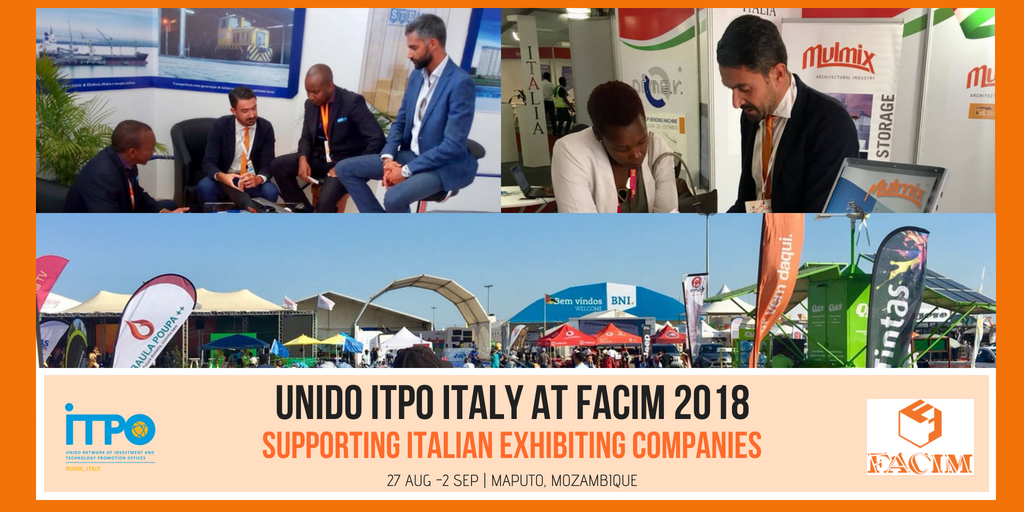 ITPO_Italy's tweet photo. For the third year running, we are taking part in #FACIM2018, the multisectoral Trade Fair of #Mozambique, in support of Italian Exhibiting companies in agro-industry sector. ➡️https://t.co/hmPXcVajza
#agribusiness #food #business #entrepreneur #investment #fair https://t.co/ymvc0EPb2R