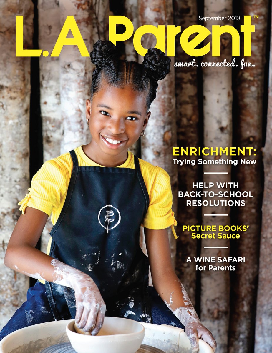 LAParentMag's tweet photo. #HappySeptember! We know, we know...there's one more day, but our Sept. issue is out now! Grab your copies for great stories, events and this beautiful cover of #CoverKid Malaysia Rainey, photographed by @renadurham at Bitter Root #Pottery. #winesafari #familyfun #LAParent https://t.co/K3URtM4dZ7