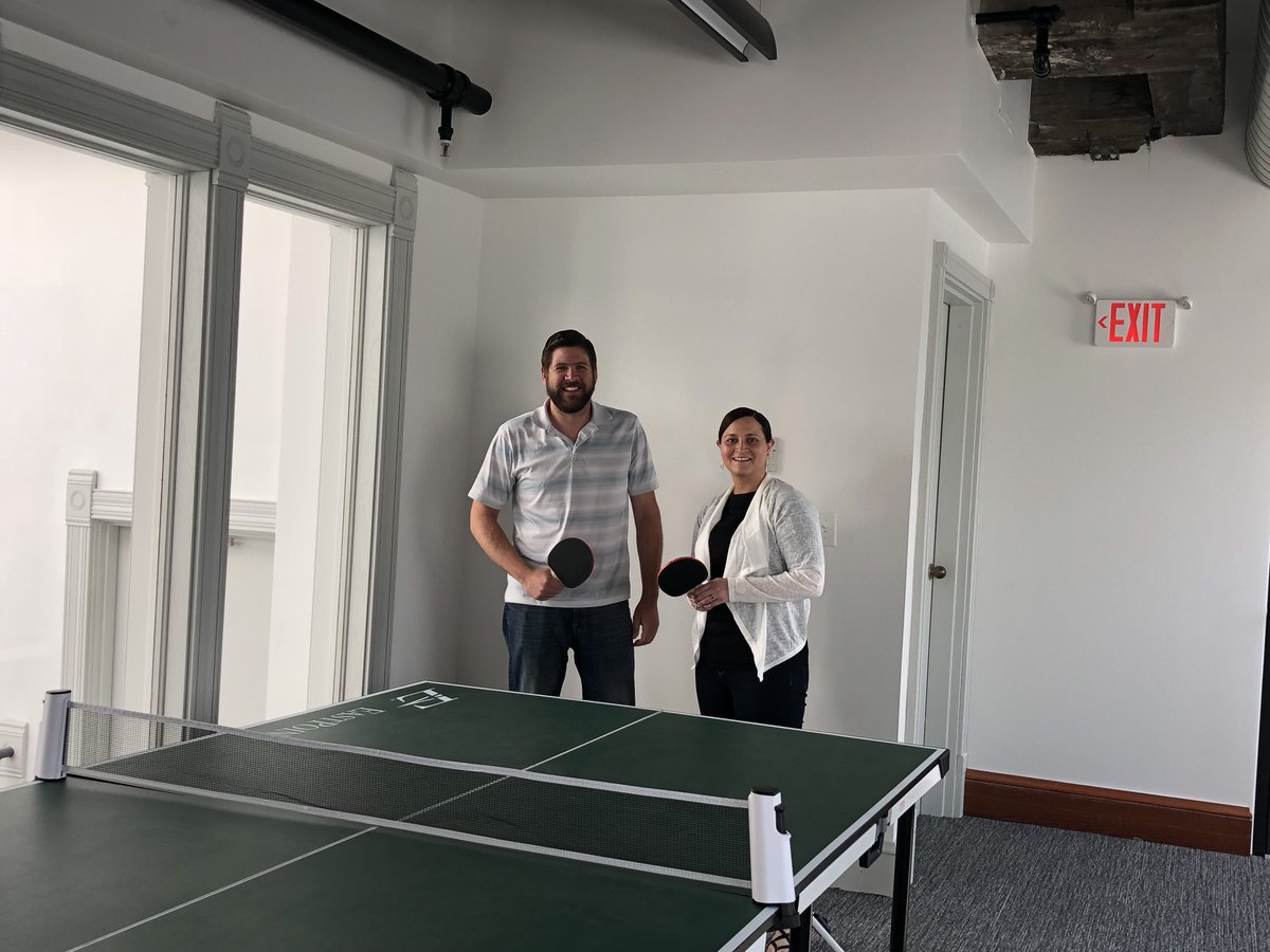 DigitalHyve's tweet photo. Christy and Brian are playing doubles...and they came to win. One thing we're certain of? It was a big win for our crew on the day they started at Digital Hyve. Happy two year Hyversary Christy and Brian! #DHCrew https://t.co/TdkqeCHhfA