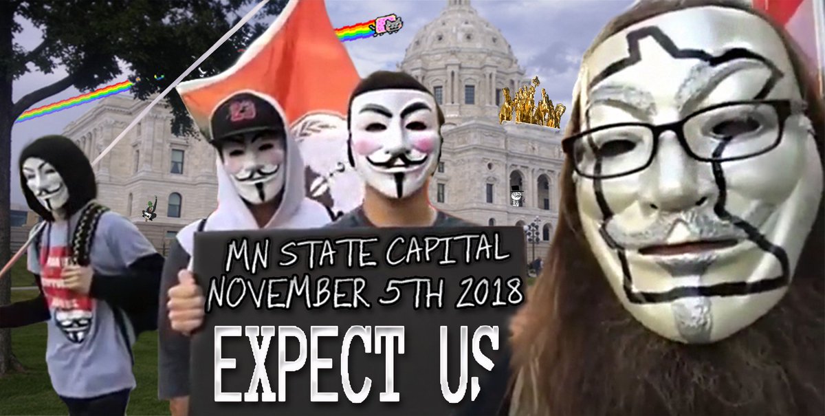 lil_king420's tweet photo. @YourAnonNews #anonymoustwincities and #anonymoustwinports humbly invites all to the 6th annual #MillionMaskMarchMiNnesota2018 @ the #MinnesotaStateCapitol 11.5.18 11am - for teh #lulz... hate and violence will be left at home. #expectus. https://t.co/5OaXEUDxGr https://t.co/lo9x4RgAj4