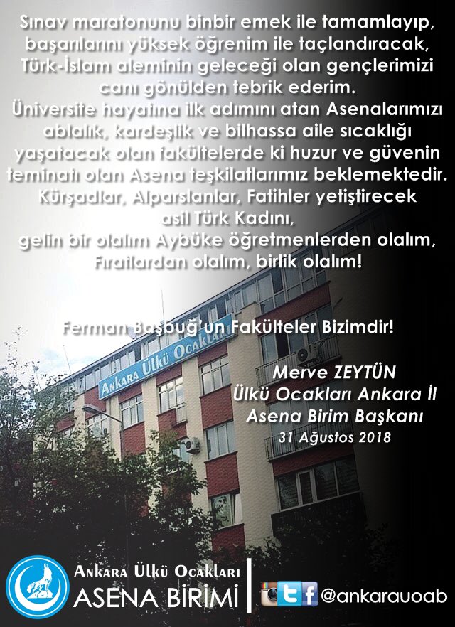 Ferman Başbuğ’un Fakülteler Bizimdir!

@mervezeytunn | Ülkü Ocakları Ankara İl Asena Birim Başkanı