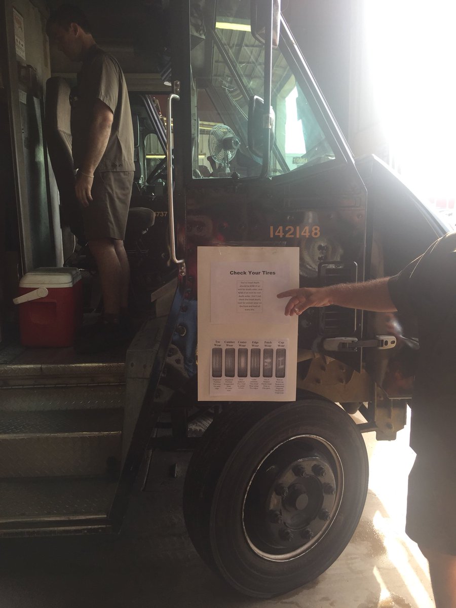 dmccoyups's tweet photo. @CP_UPSers @nlucas15 Today in 3Rs we had a demo on tread depth and what the requirements are for UPS vehicles. https://t.co/DIthYgM2f7