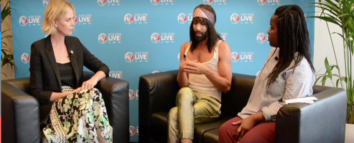 Watch: An open conversation with @CharlizeAfrica and @ConchitaWurst about combatting #HIV stigma. #AIDS2018 crowd360.org/aids2018live-c…