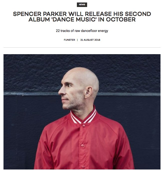 . <a href="/Mixmag/">Mixmag</a> announce <a href="/spencer_parker/">Spencer Parker</a> 'Dance Music' album, dropping on <a href="/WORKTHEMRECORDS/">WORKTHEMRECORDS</a> in October bit.ly/2C4iXxH