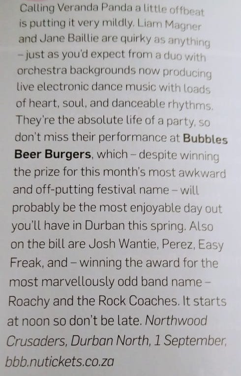 RoachyRockCoach's tweet photo. First mention in the @kulula magazine for this "award-winning" band! 😂  

Catch us tomorrow at Bubbles, Beer &amp; Burgers!

See you there @veranda_panda @JoshWantie @EasyFreakMusic https://t.co/juSXmiuUzr