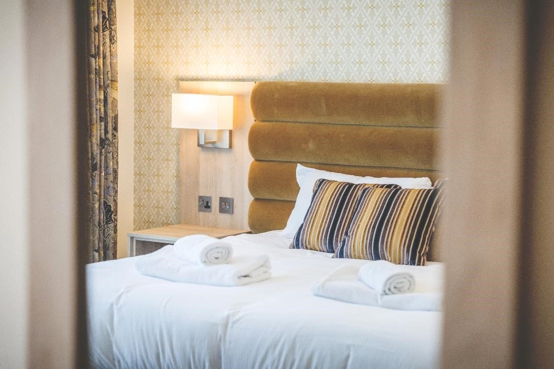 Our featured room of the week is Monarch. With views from it's first floor balcony in The Courtyard <a href="/thenottmshire/">The Nottinghamshire</a> this Executive Double Room is light and bright with beautiful feature fabrics! For the best prices online visit residencehotel.co.uk #NottmshireAwaits