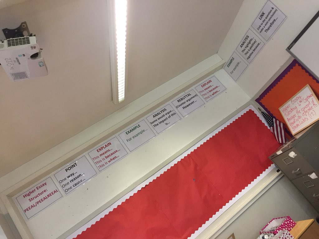 Miss_E_Edwards's tweet photo. New wall displays to help higher and N5 with the structure of their answers! 🤓📝✅ #PEE #PEEAL #PEEAREEAL https://t.co/QqwTu1HOHl