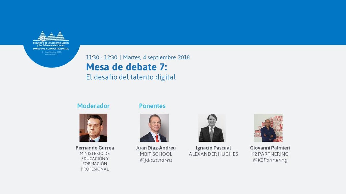 K2Partnering's tweet photo. We are proud to sponsor 32 Encuentro de la Economía Digital y las Telecomunicaciones 
Giovanni Palmieri - Managing Director, Spain will be speaking on 4th Sept. Focusing on new tech, the freelancing market and #K2Konnect, our digital platform unique to tech staffing #santander32 https://t.co/Ixdr20k94O