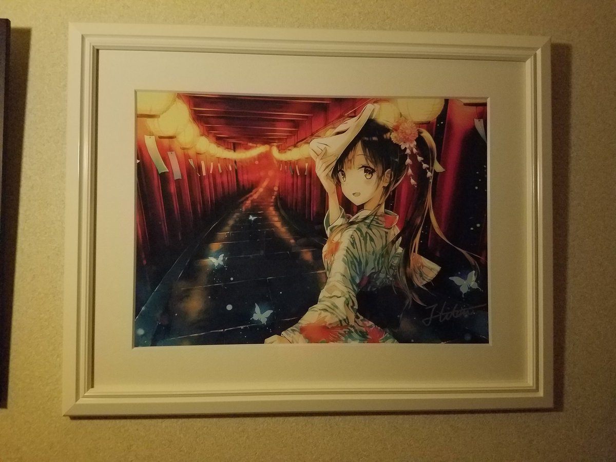 Hitenさん(@Hitenkei)さんの直筆サイン入り 複製原画・「浴衣とお面