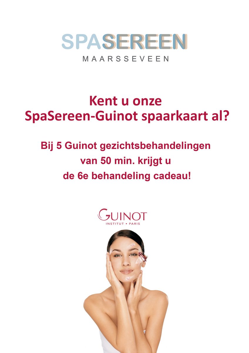 Kent u onze SpaSereen-Guinot spaarkaart al? spasereen.nl/guinot