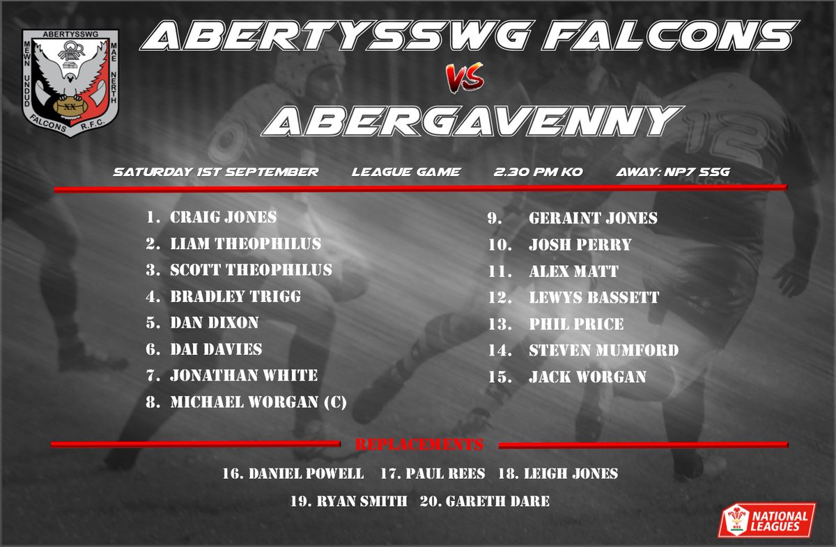 The season has finally arrived. Squad selected for Saturday’s opener V Abergavenny. Please come along and support the boys  #ComeOnTheFalcons🏉🦅🏉