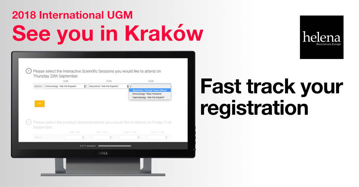 HelenaBiosci's tweet photo. Fast track your registration at our International User Group Meeting by completing the online booking form. Sign up to choose your Interactive Scientific Session and Product Demonstrations today. https://t.co/6NuAy9Bgiq https://t.co/fhaOmRLzDx