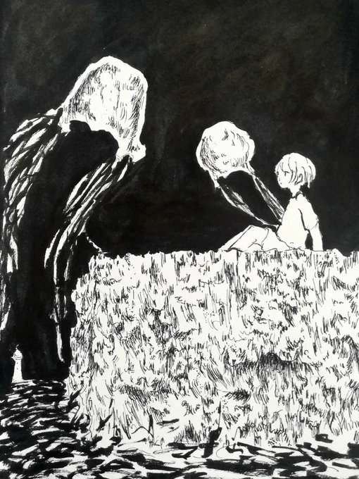 ちょうど1年くらい前の白黒絵だがたぶんこの頃よりは多少上手くなった 