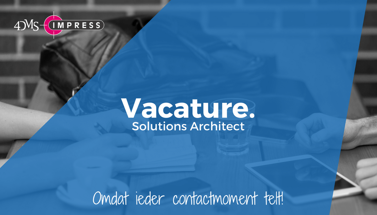 ImpressDM's tweet photo. Vacature: Solutions Architect - Klantcommunicatie | Impress https://t.co/AcKjFH1sGo #iedercontactmomenttelt https://t.co/LaOZZ87IrT