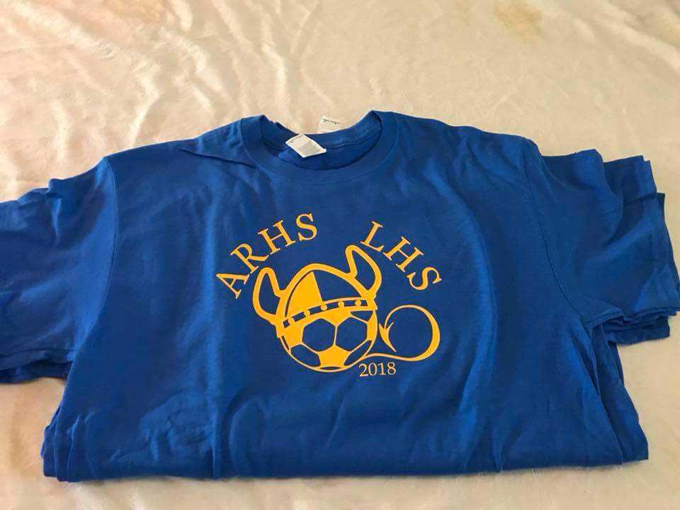 ARGirlsSoccer's tweet image. Fan shirts are here! #vikinghelmet #deviltail #arhslbg18 #weareAR
