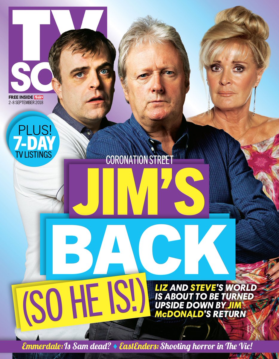 How will Steve and Liz react to Jim when he walks in, so he does? 🤔 Don’t forget to grab <a href="/TVSoapMag/">TV Soap</a> FREE with <a href="/TheSun/">The Sun</a> TODAY! #Corrie