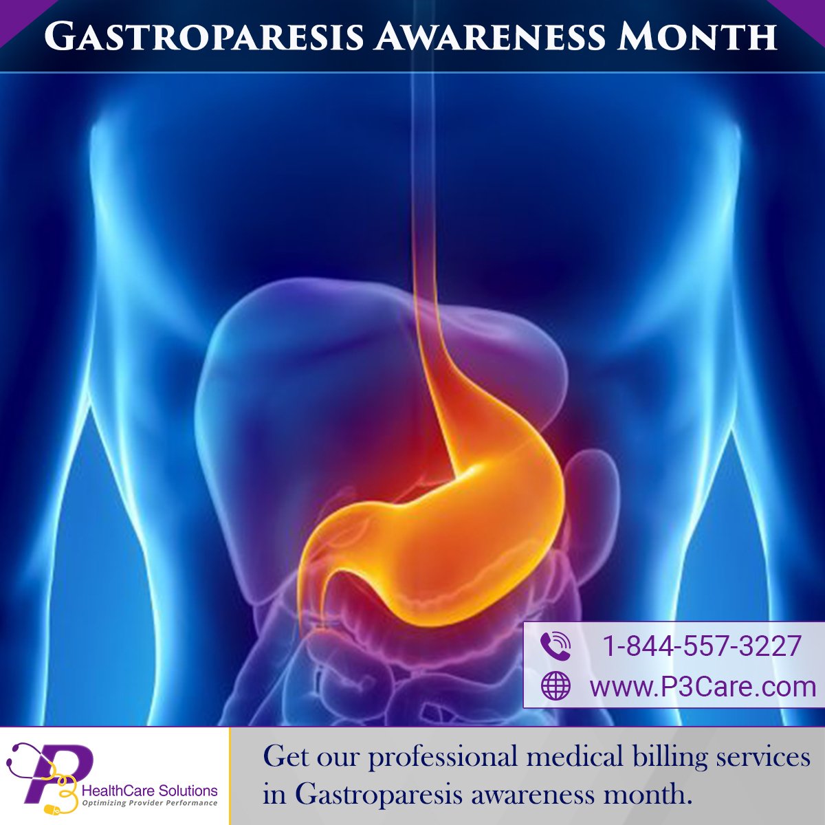 p3_healthcare's tweet photo. Need effective medical billing for multiple digestive tract paralysis conditions? Contact P3Care at 1-844-557-3227 and get professional billing services in the Gastroparesis awareness month. 
#Healthcare #P3Care https://t.co/FX9W3cxT9E