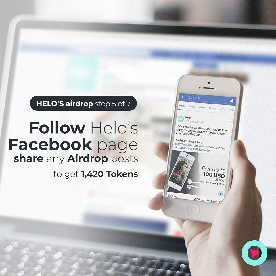 The more tasks you complete, the more tokens you get! Here's a simple one:
Follow us on FB &amp; share any of our airdrop posts 🤗
Not familiar with Helo's Airdrop Campaign? We got you covered. All you need to know is right here: medium.com/@imhelo/930923… #LiveStreaming
