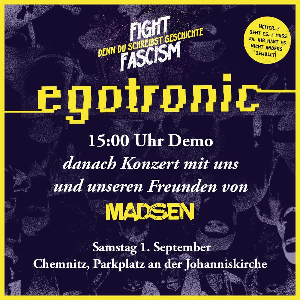 Roischi's tweet photo. Wir werden morgen noch spontan mit den Herzchen von @madsenmusik auf der antifaschistischen Gegendemo in #Chemnitz spielen.

Anwesenheitspflicht https://t.co/g9R9586wUN