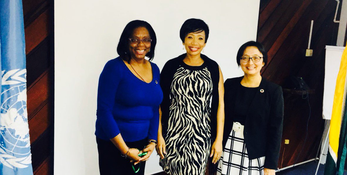 With Ms. Mikiko Tanaka, UN Resident Coordinator (to my left) and Ms. Deirdre Shurland , Senior Specialist and Project Manager, UN Environment Green State Development Strategy.
The UN office hosted an interesting meeting yesterday.