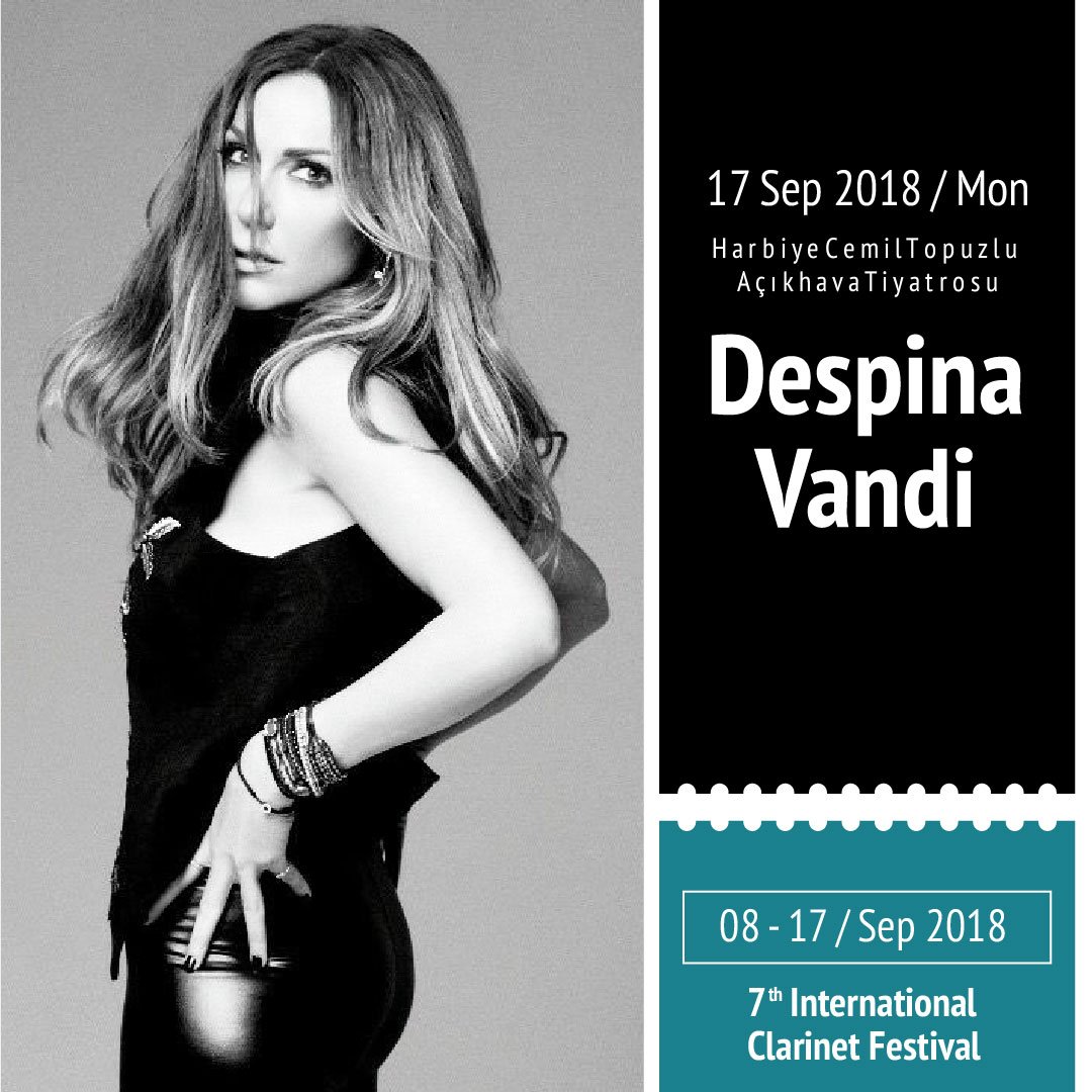 Greek singer plays to her roots as part of the 7th International Clarinet Festival on September 17th at the Harbiye Cemil Topuzlu Theater. <a href="/Desp1naVandi/">Despina Vandi</a> <a href="/KlarnetFestival/">Klarnet Festivali</a> #eventsistanbul