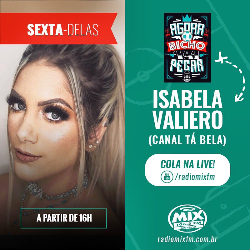 agoraobicho's tweet photo. #Sextadelas promete com @isavaliero ⚽️ Bora falar de Libertadores, Felipe Melo, Brasileiro e muito mais!🤘🏻#obichonamix #sextou #hojeesextafeira #dogs #aobvp https://t.co/DvVW2uGI6e