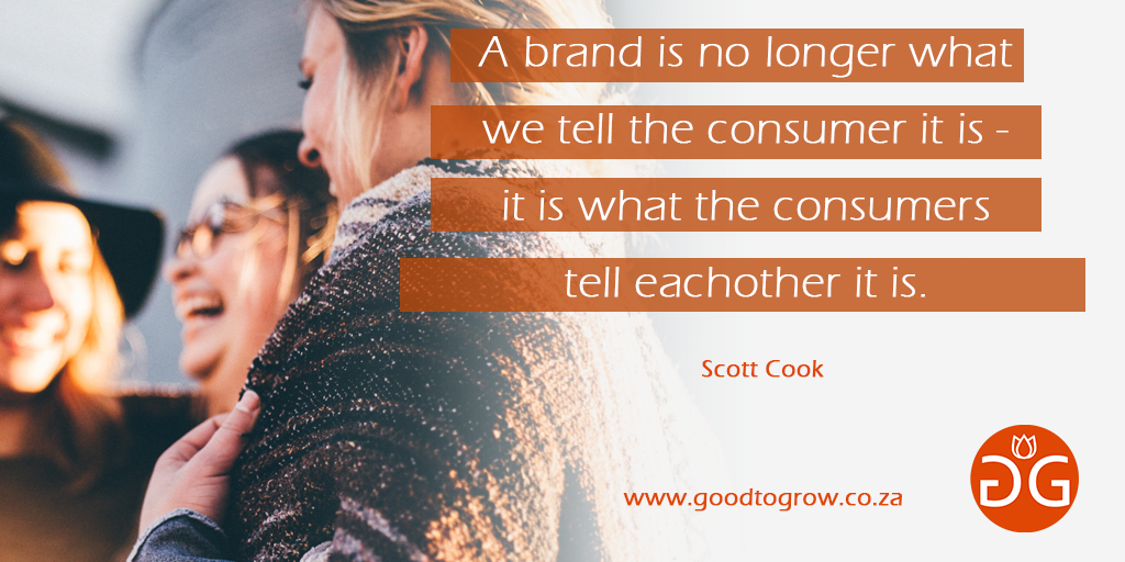 GoodToGrowSA's tweet photo. Remember that your brand is defined largely by your clients or customers, not you. Make sure they are telling the story you want the world to hear. #socialmediatips #DigitalMarketing https://t.co/NSv9yKhugq