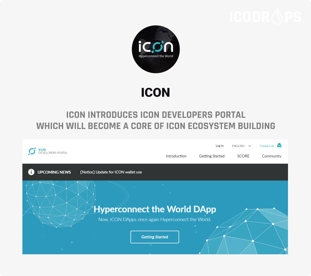 ICODrops's tweet image. ICON (@helloiconworld) introduces ICON Developers Portal, a platform that offers an API guide &amp;amp; SDK for developers to create a variety of DApps using open API.

Details: bit.ly/2PnuWbt