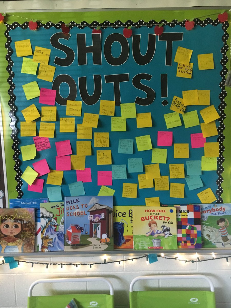 MistiDailey's tweet photo. Our Shout Out board is full and so are our hearts! Students love giving and receiving positive feedback from each other. #dhefamily https://t.co/cFnRRgxKBB