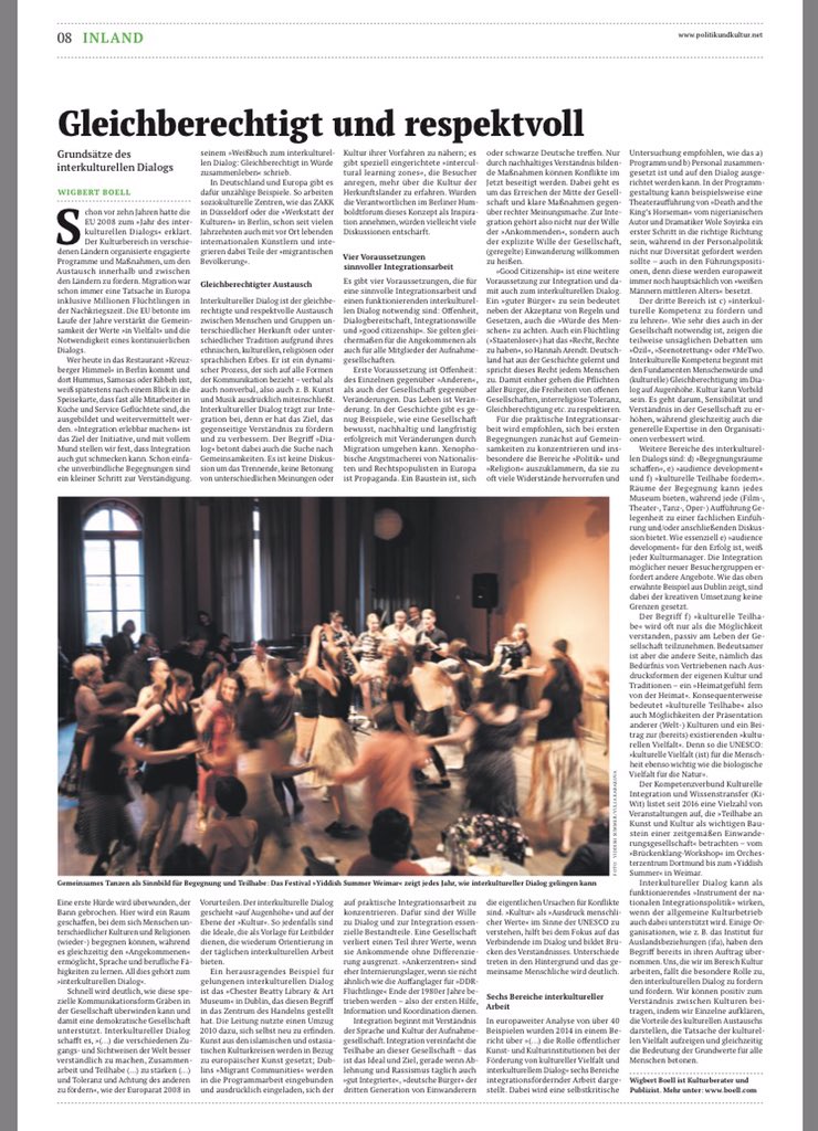 boell_com's tweet photo. #InterkulturellerDialog bedeutet u.a. auch "...klare Maßnahmen gegenüber rechter Meinungsmache."
-
Ich freue mich, in der aktuellen #PolitikUndKultur vom @DKRKultur dabei zu sein. "Gleichberechtigt und respektvoll" - #Kultur & #Integration
->
https://t.co/XcnIQzoxiu https://t.co/5Sb5VS9SAD