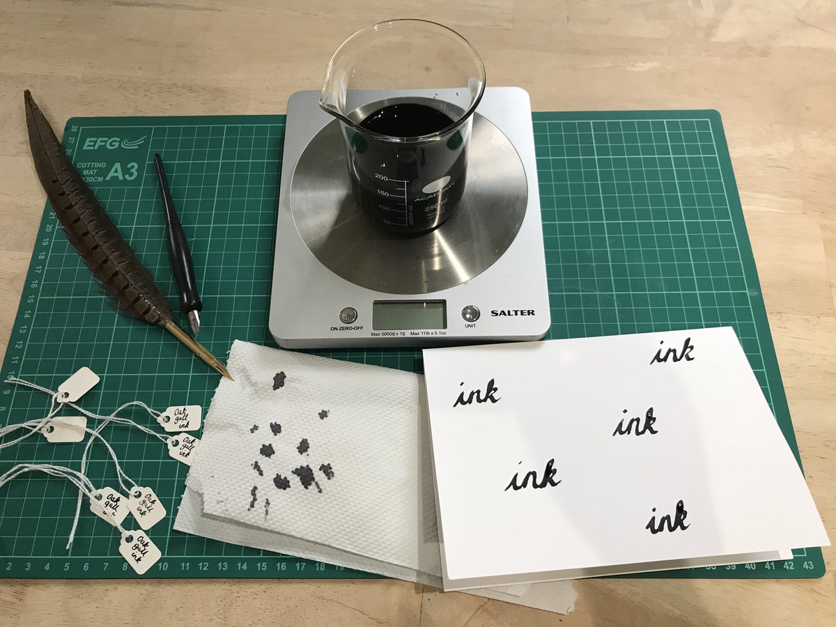 20. Time to test - and ... success! The ink was a lovely black, and it seemed to flow nicely. I unashamedly used a quill pen I bought from Harry Potter world to write the labels. Calligraphers will probably be horrified.