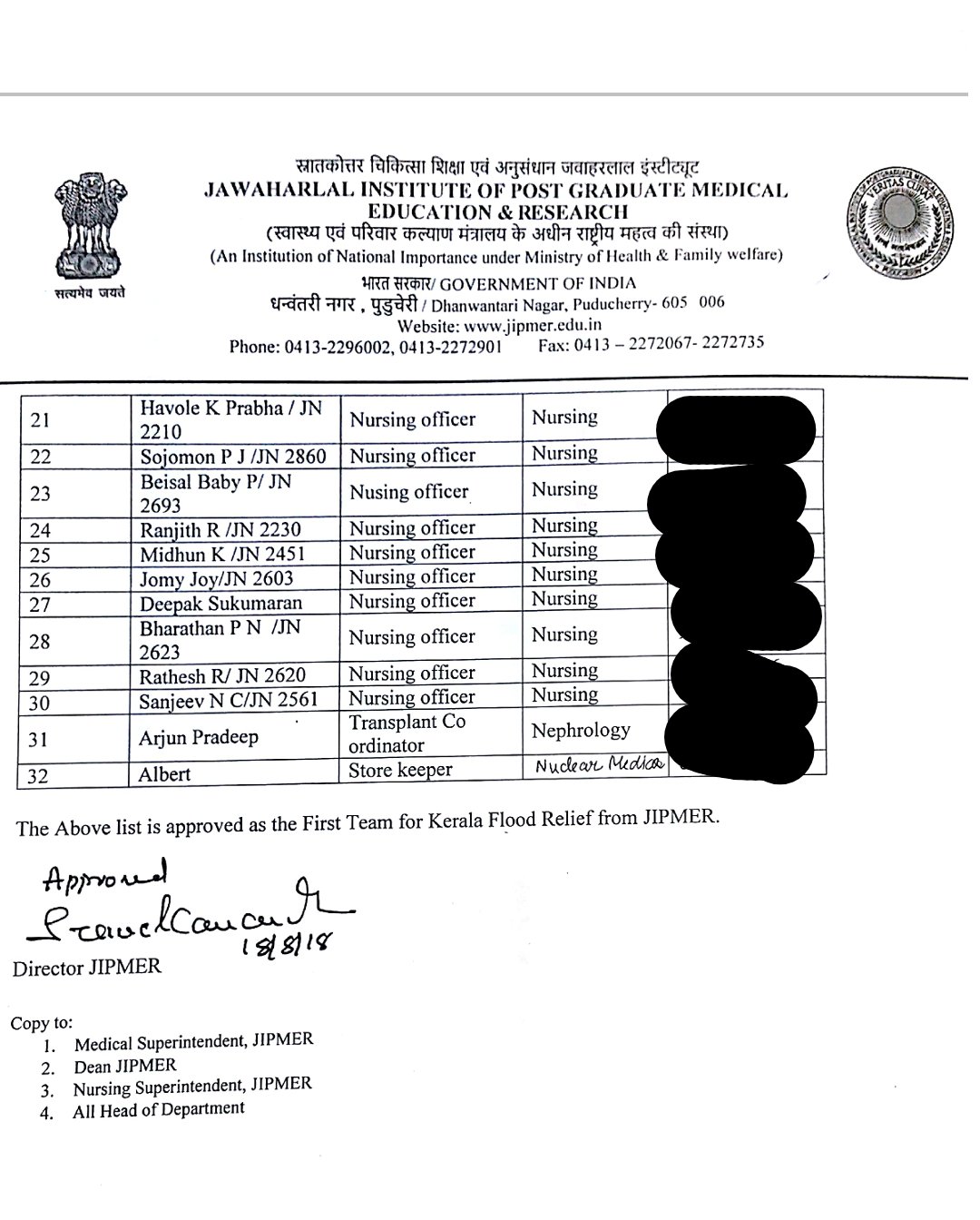 Nephrology Dept, JIPMER, Pondicherry IN on Twitter: "#JIPMER has a  significant number of faculty, residents, staff &amp; students from #Kerala  &amp; Everyone (including non-Keralites) came forward to contribute to  #KeralaFloodRelief by volunteering